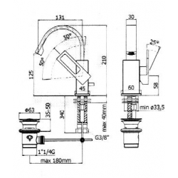 Bateria bidetowa z korkiem Paffoni EFFE EF837CR